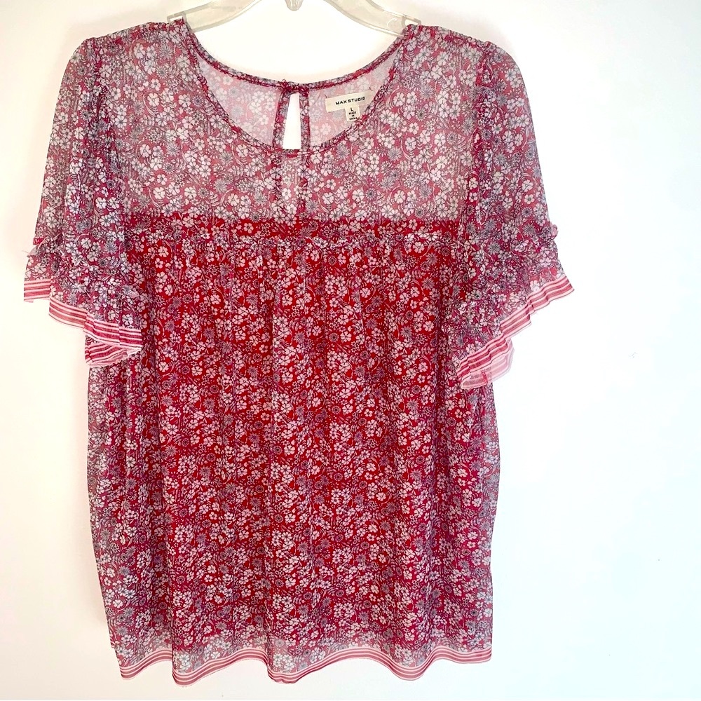 Max Studio Red Top PERFECT Sz L